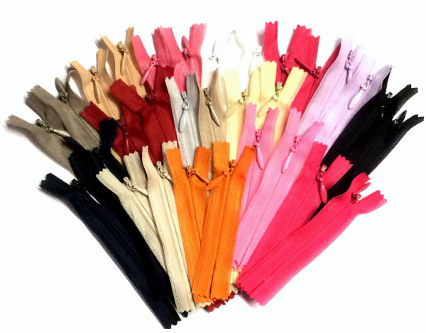 Bastellsortiment 30 Stück Reißverschlüsse nahtverdeckt 8 - 16 cm