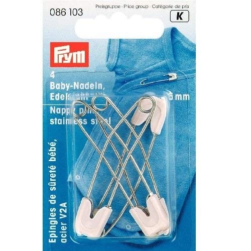 Prym 086103 Baby-Sicherheitsnadeln VA/KST Kap 55 mm weiß