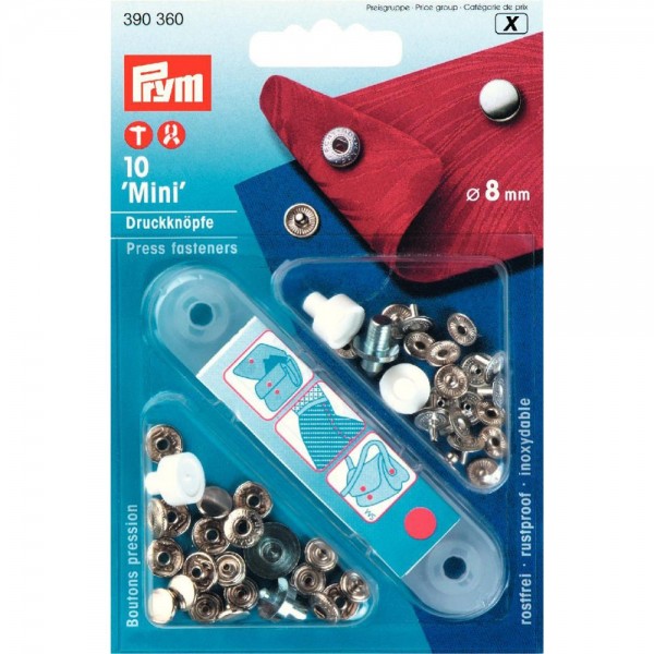 Prym 390360 Nähfrei-Druckknopf Mini 8 mm silberfarbig