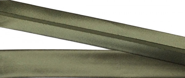 Satinschrägband 20 mm oliv vorgefalzt