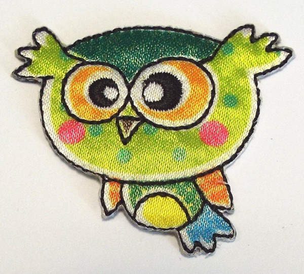 Applikation grüne Eule 45 x 50 mm