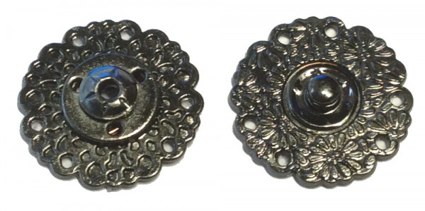 Druckknopf zum Annähen Metall silber/brüniert 25mm