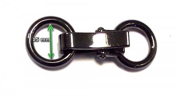 Bekleidungsverschluß silber brüniert mit Ring zum Einhaken 60 x 20 mm