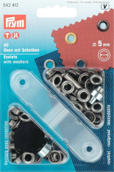 Prym 542412 Ösen und Scheiben 5,0 mm alteisen