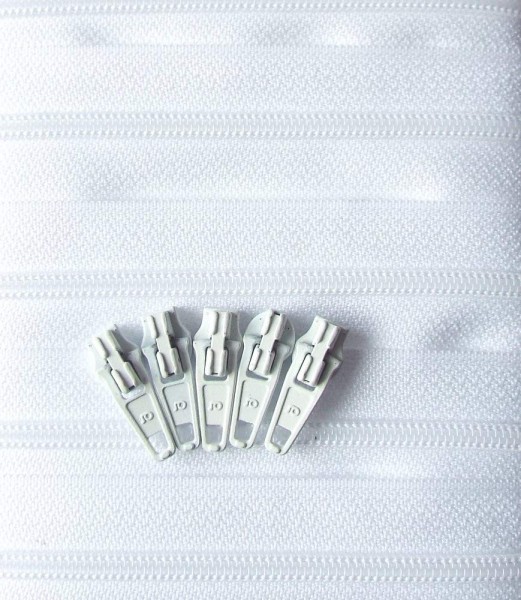 RV weiß, 500 cm Kunststoff endlos Spirale 4mm incl. 5 Schieber