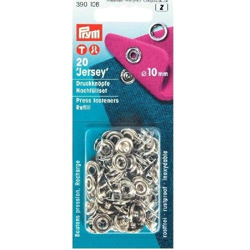 Prym 390106 Nähfrei-Nachfüllpackung Druckknöpfe Zackenring 10 mm silberfarbig