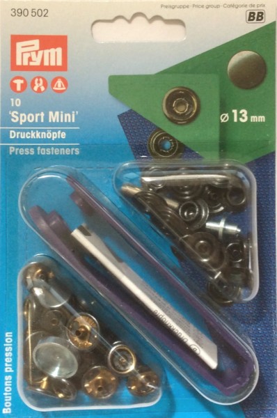Prym 390502 Nähfrei-Druckknopf Sport Mini 13 mm brüniert