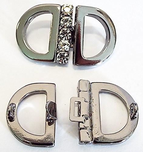 Bekleidungsverschluß alt silber zum einhaken mit Strass 35 x 20 mm