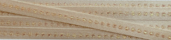 Ripsband 10 mm zart apricot mit multicolor Punkten