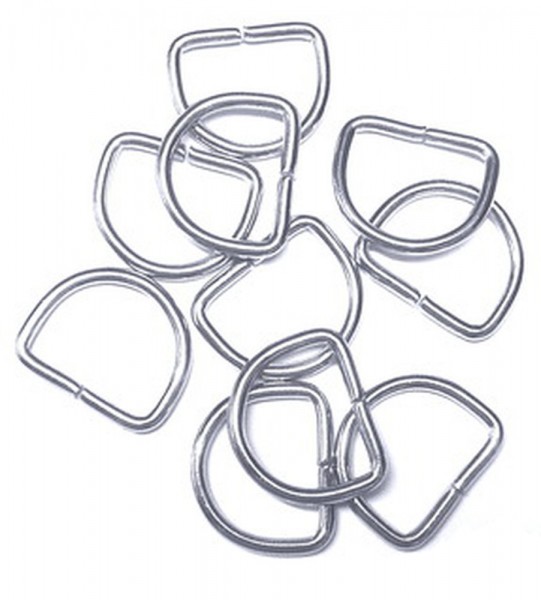 2 Halbringe/D-Ringe silber 15 mm