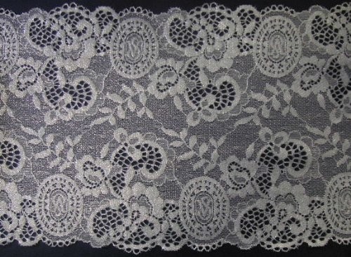 Dessousspitze elastisch 185 mm weiß Lurex