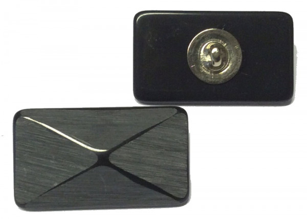 Knopf 45 x 25 mm grau schwarz