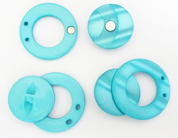 Bekleidungsverschluß mit Magnet in türkis 60 x 45 mm