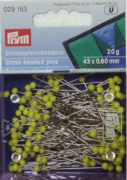 Prym 029153 Glaskopfnadeln 0,60 x 43 mm gelb