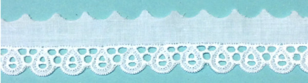 Baumwollspitze 30 mm weiß Lochstickerei fein gestickt