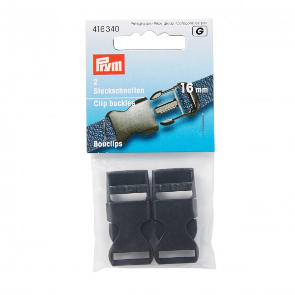 Prym 416340 Steckschnallen stark Kunststoff 16 mm schwarz