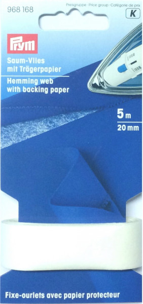 Prym 968168 Saumvlies mit Trägerpapier zum Einbügeln 20mm weiß