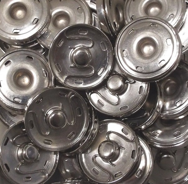 Druckknopf zum Annähen Metall silber 30 mm