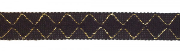 Borte 20 mm schwarz mit Lurex gold bestickt