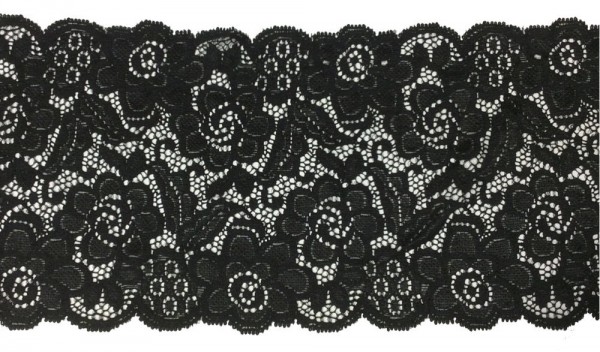 Dessousspitze elastisch 130 mm schwarz