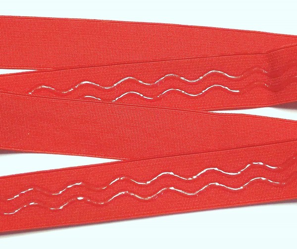 Gummiband mit Silikonbeschichtung 20 mm rot Wellenform