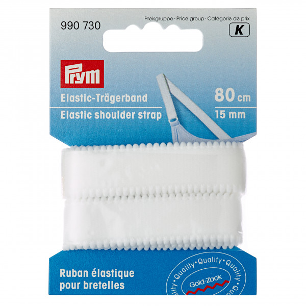 Prym 990730 80 cm Elastic-Trägerband 15 mm weiß