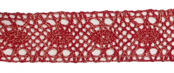 2,20m Klöppelspitze 35 mm rot-weiß