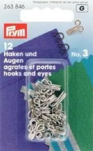 Prym 263846 Federhaken und Augen Größe 3 silber