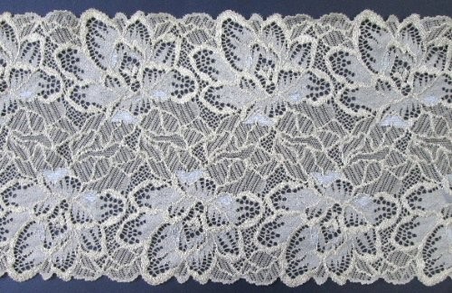 Dessousspitze elastisch 160 mm grau und hell blau