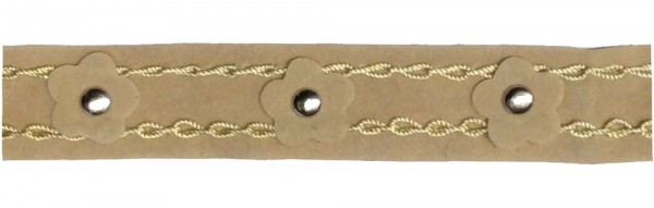 3,85m Velourband beige mit Nieten 20mm