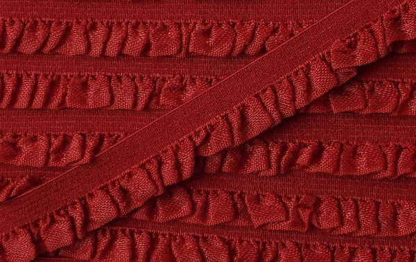 Wäschespitze/Wäscherüsche elastisch 10 mm dunkel rot