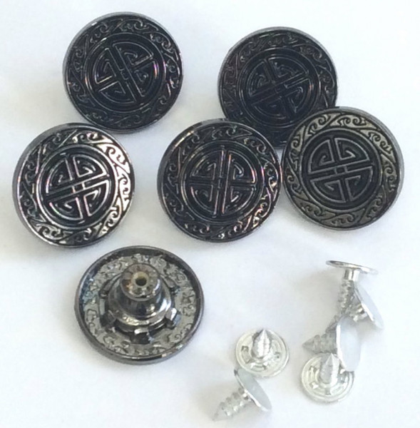 6 Nähfrei-Jeans-Knopf 20mm silber brüniert