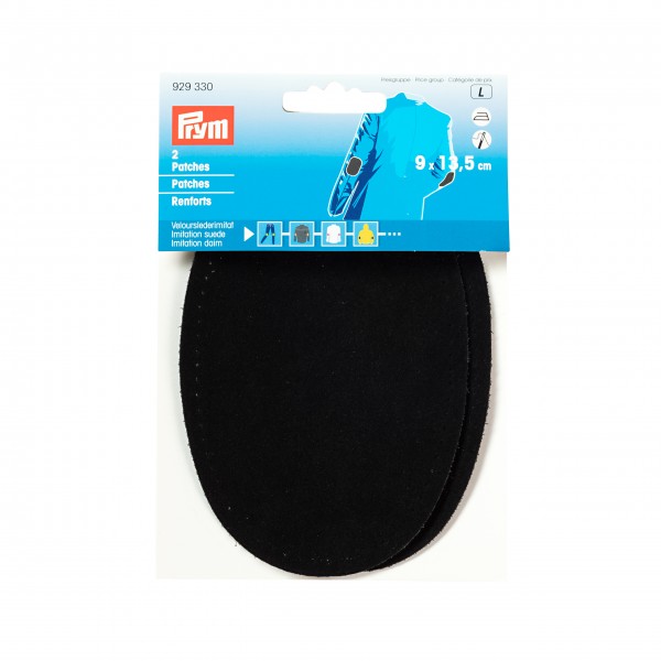 Prym 929330 Patches Velourslederimitat, aufbügelbar, 9 x 13,5 cm, schwarz
