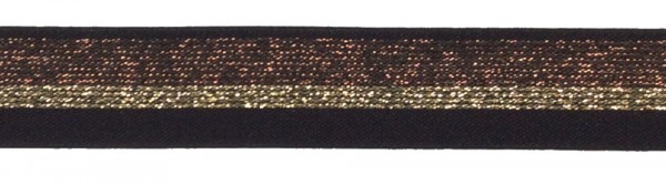 Gummiband 25 mm Lurex schwarz/Gold/Kupfer