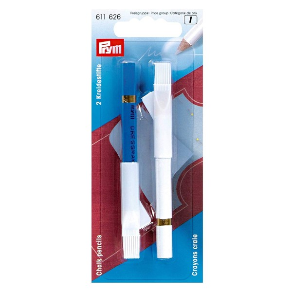 Prym 611626 Kreidestifte + Bürste weiß/blau