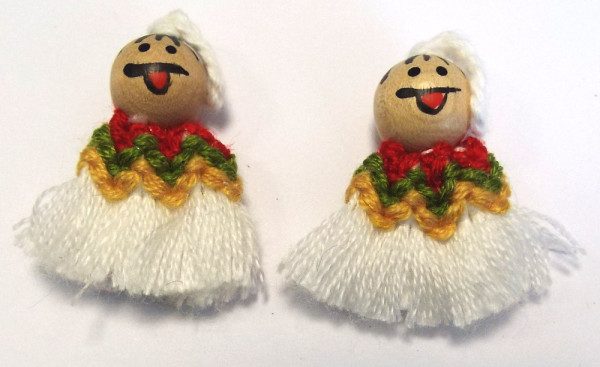 2 Quasten Figur weiß bunt 30mm