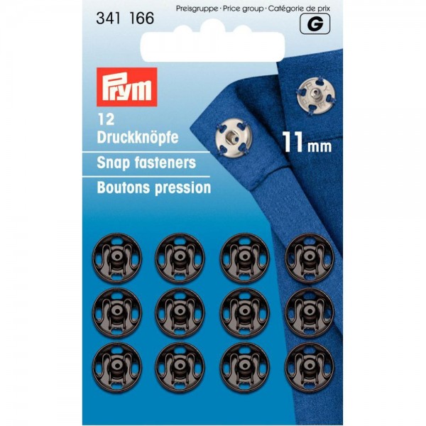 Prym 341166 Annäh-Druckknöpfe 11 mm schwarz