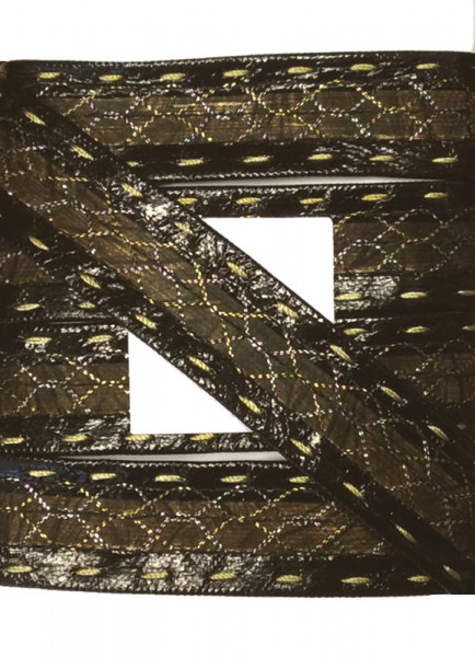 Band Leder-Optik dunkelbraun glänzend mit Lurexfaden durchzogen 20 mm