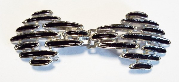 Bekleidungsverschluß silber / schwarz zum einhaken 60 x 23 mm