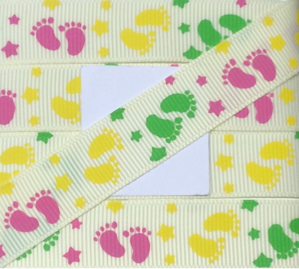 Ripsband 17 mm creme kleine Füße