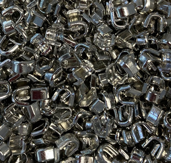 10 Reißverschluß Endstücke silber oben für 8 mm Kette