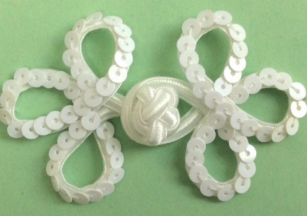 Posamentenverschluß weiß mit Pailletten