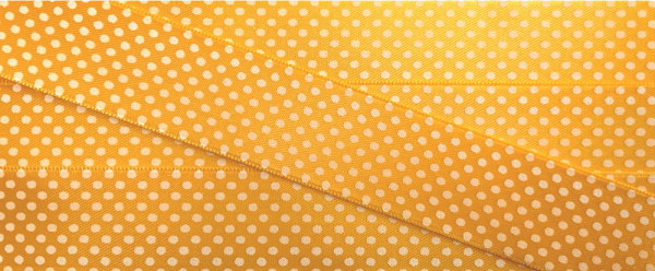 Satinband 23 mm gelb mit weißen Punkten