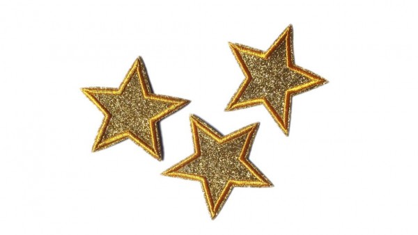 Applikationen 3 Sterne Lurex Gold zum Aufbügeln