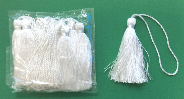 10 Quasten weiß 90 mm