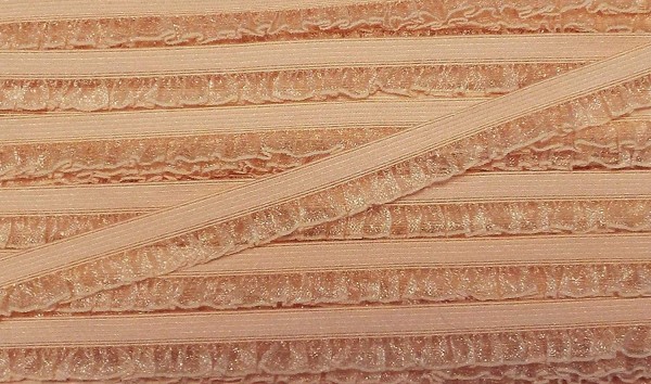 Wäschespitze/Wäscherüsche elastisch 15 mm apricot