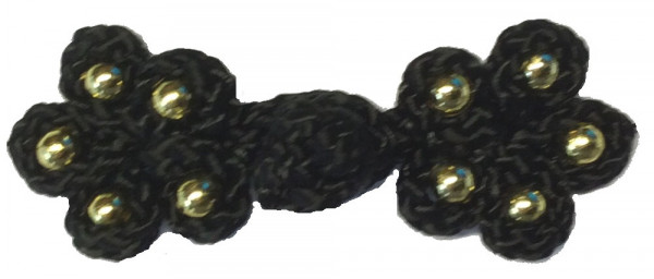 Posamentenverschluß mit goldenen Perlen schwarz