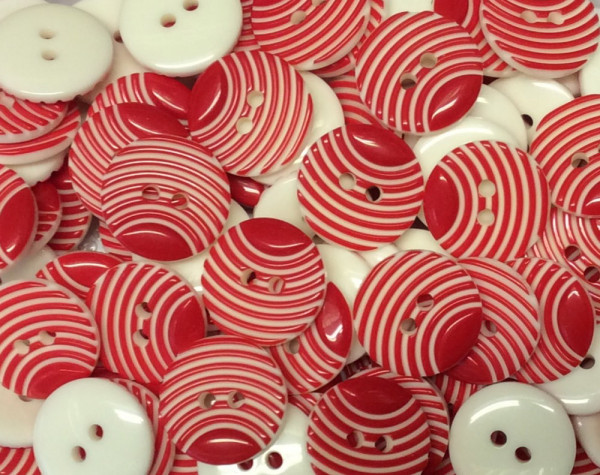 Knopf 15 mm rot/weiß