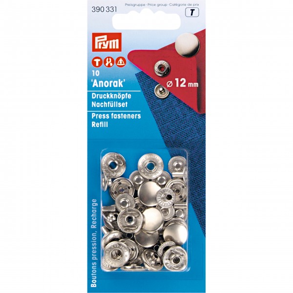 Prym 390331 Nähfrei-Nachfüllpackung Druckknöpfe 12 mm silber