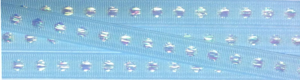 Ripsband 10 mm hellblau mit multicolor Lurex-Punkten